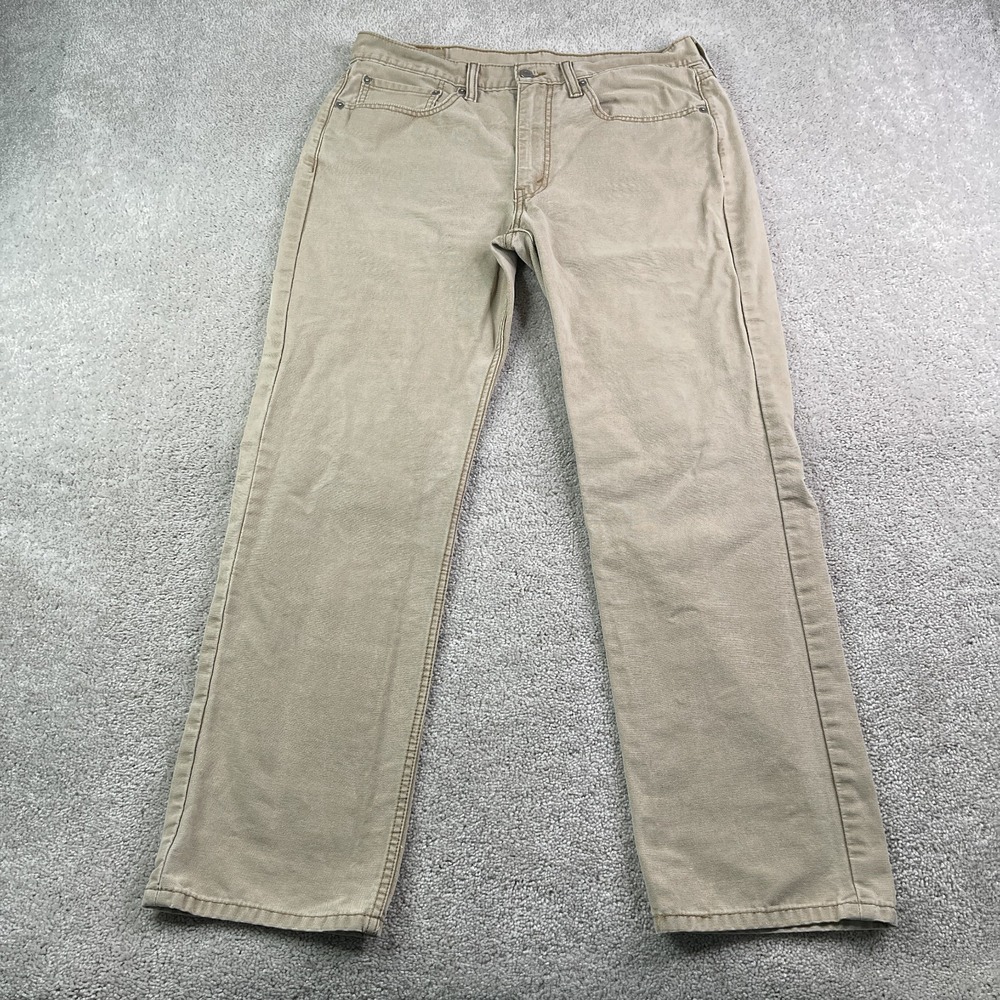 Levis‎ Pants Mens 34x30 Tan Canvas 514 Straight Fit Workwear White Tab